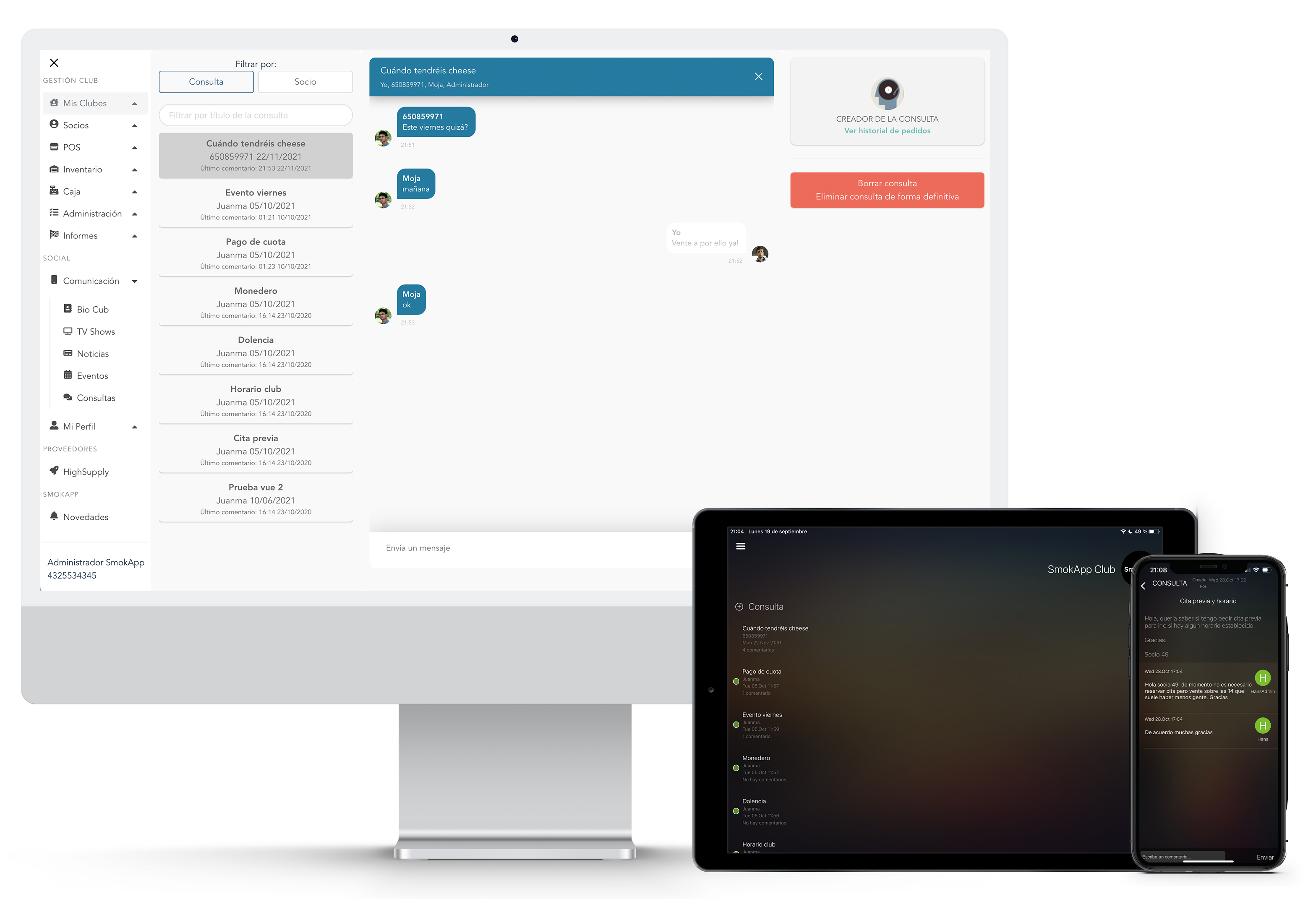 Chat con Socios SmokApp